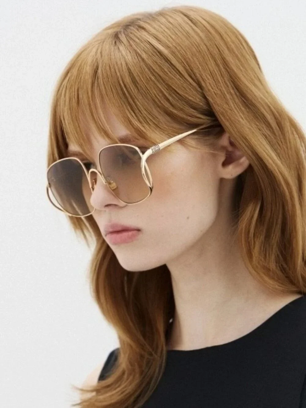 New Miu Miu MU A57S Gold Yellow Oversized Sunglasses MUA57S 5AK20S